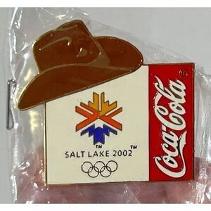 Coca Cola 2002 Salt Lake City‎ Olympic Pin SLC Cowboy Hat Vintage Collectible